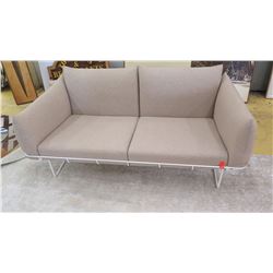 Love Seat w/White Metal Frame, Tan, Seat Height 17", All Cushions Removable
