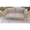 Image 1 : Love Seat w/White Metal Frame, Tan, Seat Height 17", All Cushions Removable