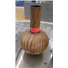Image 2 : Two Decorative Wood-Veneer Vases (10" and 14" tall)