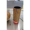 Image 3 : Two Decorative Wood-Veneer Vases (10" and 14" tall)