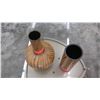 Image 4 : Two Decorative Wood-Veneer Vases (10" and 14" tall)