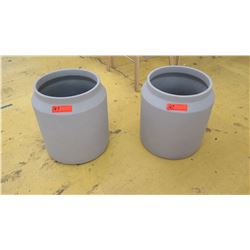 Pair: Lt. Gray Ceramic Planters, 16" H, 12" Dia.