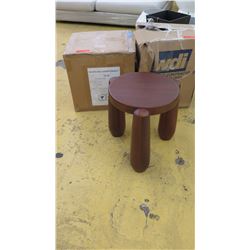 Qty 2 Dark Wood Polynesian Stools (Plant Stands or Side Tables), 14" Dia., 16" H