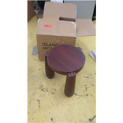 Qty 1 Dark Wood Polynesian Stool (Plant Stand or Side Table) 14" Dia., 16" H