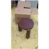 Image 1 : Qty 1 Dark Wood Polynesian Stool (Plant Stand or Side Table) 14" Dia., 16" H