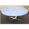 Image 1 : Large Marble-Top Round Table, Gray/White, Chrome Base, 68" Dia.