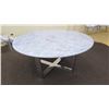 Image 2 : Large Marble-Top Round Table, Gray/White, Chrome Base, 68" Dia.