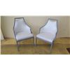 Image 1 : Qty 2 Pale Gray Upholstered Chairs, Gray Wood Frame