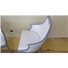 Image 2 : Qty 2 Pale Gray Upholstered Chairs, Gray Wood Frame