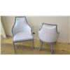 Image 3 : Qty 2 Pale Gray Upholstered Chairs, Gray Wood Frame