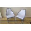 Image 1 : Qty 2 Pale Gray Upholstered Chairs, Gray Wood Frame