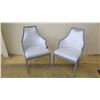 Image 1 : Qty 2 Pale Gray Upholstered Chairs, Gray Wood Frame