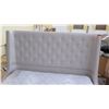 Image 2 : Lt. Gray Upholstered King Size Bed w/Mattress and Split Box Springs