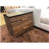 Image 1 : Wooden Nightstand, Natural Wood, Top Painted Black (a few scratches on top surface), 17.5" X 23.5", 