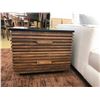 Image 2 : Wooden Nightstand, Natural Wood, Top Painted Black (a few scratches on top surface), 17.5" X 23.5", 