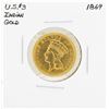 Image 1 : 1869 $3 Indian Princess Head Gold Coin
