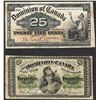 Image 1 : Set of (2) 1870 & 1900 Twenty Five Cents Dominion of Canada Notes