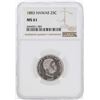 1883 Kingdom of Hawaii Quarter Coin NGC MS61