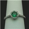 Image 1 : 14KT White Gold 0.78 ctw Emerald and Diamond Ring