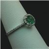 Image 3 : 14KT White Gold 0.78 ctw Emerald and Diamond Ring