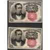 Image 1 : Lot of (2) 1874 Ten Cent 5th Issue Fractional Notes