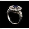 Image 4 : 14KT White Gold 1.08 ctw Blue Sapphire and Diamond Ring