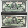 Image 1 : Set of (2) 1937 $1 Bank of Canada Notes