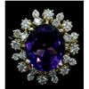 Image 1 : 14KT Yellow Gold 4.59 ctw Amethyst and Diamond Ring