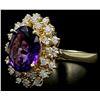 Image 2 : 14KT Yellow Gold 4.59 ctw Amethyst and Diamond Ring