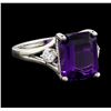 Image 2 : 14KT White Gold 5.46 ctw Amethyst and Diamond Ring