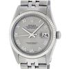 Image 2 : Rolex Mens Stainless Steel Slate Grey Roman Fluted Bezel Datejust Wristwatch