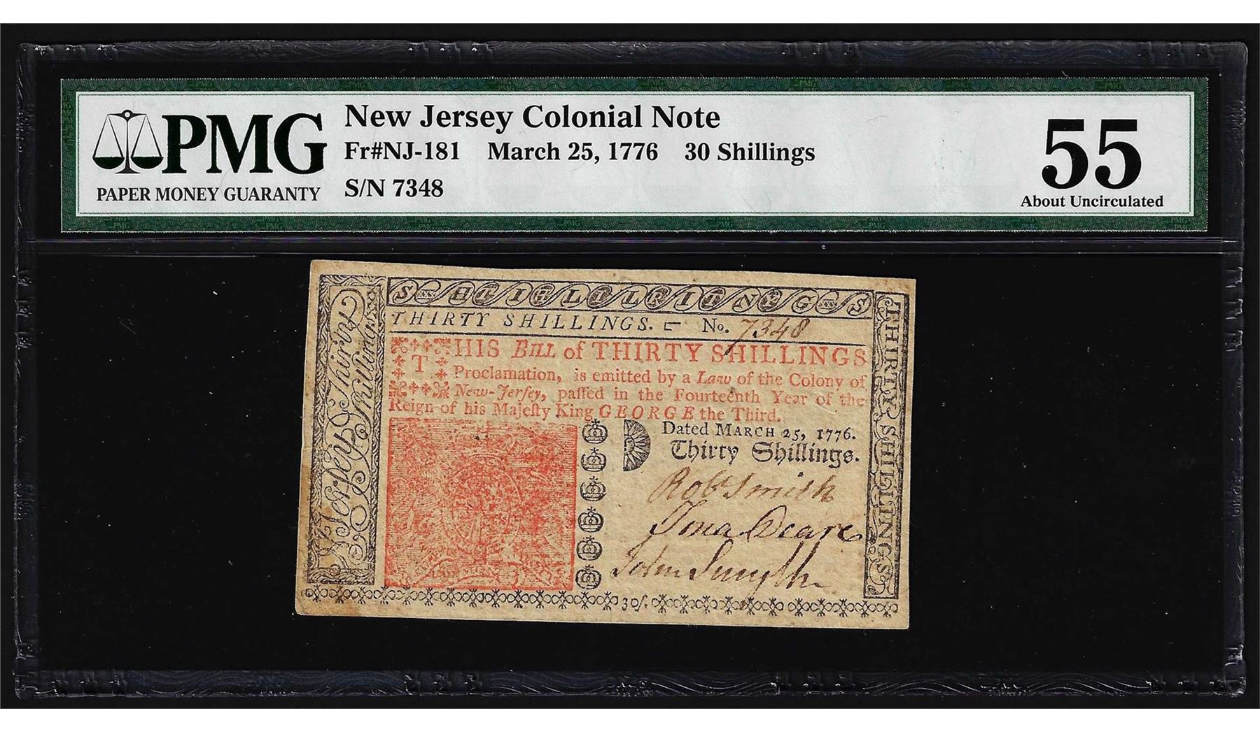 March 25, 1776 New Jersey 30 Shillings Colonial Note PMG About ...