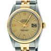 Image 2 : Rolex Mens 36mm Two Tone Yellow Gold Champagne Index DateJust Wristwatch