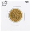 Image 1 : 1881 $5 Liberty Head Half Eagle Gold Coin