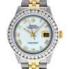 Image 2 : Rolex Mens Two Tone Yellow Gold White Roman 3 ctw Diamond Datejust Wristwatch