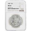 Image 1 : 1887 $1 Morgan Silver Dollar Coin NGC MS64