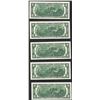 Image 2 : Lot of (5) 1976 $2 Federal Reserve Notes Inauguration Day
