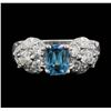 Image 1 : 18KT White Gold 1.80 ctw Blue Zircon and Diamond Ring