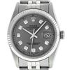 Image 2 : Rolex Mens 36mm Stainless Steel Slate Grey Diamond Datejust Wristwatch