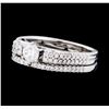 Image 2 : 18KT White Gold 0.90 ctw Diamond Wedding Band and Ring