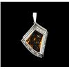 Image 2 : 18KT White Gold 57.63 ctw Citrine Quartz, Sapphire and Diamond Pendant