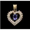 Image 1 : 14KT Yellow Gold 0.86 ctw Tanzanite and Diamond Pendant