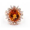 Image 1 : 14KT Rose Gold 6.21 ctw Oval Cut Citrine and Diamond Engagement Ring