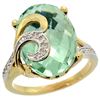 Image 1 : Natural 11.18 ctw green-amethyst & Diamond Engagement Ring 14K Yellow Gold - REF-82W2K