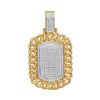 Image 1 : 0.90 CTWMens Diamond Cuban Link Outline Dog Tag Charm Pendant 10KT Yellow Gold - REF-97K4W