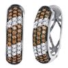 Image 1 : 1.02 CTW Cognac-brown Color Diamond Hoop Earrings 10KT White Gold - REF-64F4N