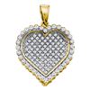 Image 1 : 0.50 CTWDiamond Concave Heart Cluster Pendant 10KT Yellow Gold - REF-32F9N