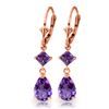 Image 1 : Genuine 4.5 ctw Amethyst Earrings Jewelry 14KT Rose Gold - REF-41N4R