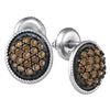 Image 1 : 0.50 CTWCognac-brown Color Diamond Cluster Earrings 10KT White Gold - REF-26W9K