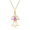 0.59 CTW Pear Created Pink Sapphire Angel Pendant 10KT Yellow Gold - REF-14X9Y